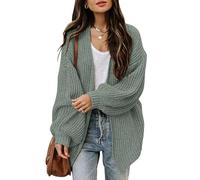 Jhsnjnr Damen Dicke Strickjacke Pullover Grobe Strickmantel Open Front Sweater Herbst Laternenärmel Cardigan mit Taschen