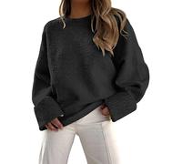 Jhsnjnr Pullover Damen Flauschiger Oversized Sweater Herbst Winter Strickpulli Lässige Warm Oberteile Lose Rundhals Strickpullover