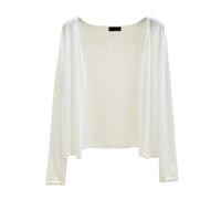 JHTVGIUZ Bolero Damen,Bolero Shrugs Für Damen Cardigan Zum Binden Vorne Elegante 3/4 Ärmel Dünne Jacken Gehäkelt Locker Transparent Strandüberzug Für Kleid Abendhochzeit Weiß M