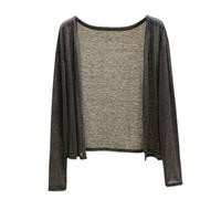 JHTVGIUZ Cardigan Damen,Bolero Shrugs Für Damen Cardigan Zum Binden Vorne Elegante 3/4 Ärmel Dünne Jacken Gehäkelt Locker Transparent Strandüberzug Für Kleid Abendhochzeit Eisengrau M