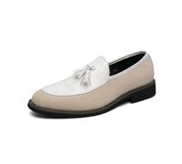JHYUUKAU Herren Loafer Mit Quaste Lässig Klassisch Formell Business Hochzeitsschuhe,Beige,44 EU