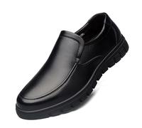 JHYUUKAU Loafer Für Herren Mit Dicker Sohle Absatz Klassisch Stilvoll Lässig Büro Business Formelle Schuhe, Rutschfester Sohle,Schwarz,46 EU
