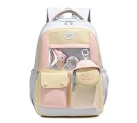 JIABAOZ Mädchen Rucksack, Rucksack Schule Teenager, Ita Bag Kawaii mit Pin Display Einsatz, Großer Wasserdichter Nylon Schulrucksack für Schule, Reisen und Täglichen Gebrauch (Blau)