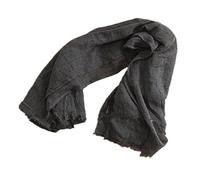 JIAHAO Modischer langer Schal aus Baumwoll-Leinen-Voile, solider Schal, Falten-Stola für Damen, Dunkelgrau, grau, One size