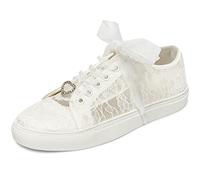 JIAJIA 8832 Hochzeitsschuhe Braut Turnschuhe Wohnungen Braut Tennisschuhe Spitze Turnschuhe Farbe Elfenbein,Größe 37 EU (4 UK)