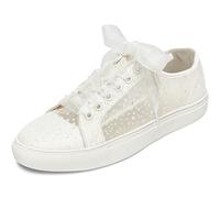 JIAJIA 8832A Hochzeitsschuhe Braut Turnschuhe Wohnungen Braut Tennisschuhe Spitze Turnschuhe Farbe Elfenbein,Größe 36 EU (3 UK)