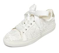 JIAJIA 8833 Hochzeitsschuhe Braut Turnschuhe Wohnungen Braut Tennisschuhe Spitze Turnschuhe Farbe Elfenbein,Größe 41 EU (7 UK)