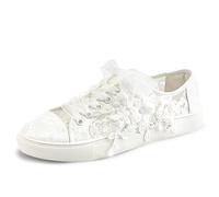 JIAJIA 8836 Hochzeitsschuhe Braut Turnschuhe Wohnungen Braut Tennisschuhe Spitze Turnschuhe Farbe Elfenbein,Größe 38 EU (5 UK)