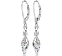 Jiamiaoi 18K Weißgold Plattiert Brillant Ohrringe - Silber 925 Hängend Sterling Unendlichkeit Infinity Lang Damen Diamant