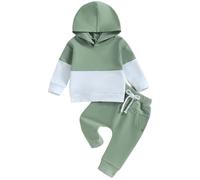 JiAmy Baby Jungen Kleidung Langarm Hoodie + Hose Zweiteiler Neugeborene Herbst Winter Sweatshirt Babykleidung Set für 18-24 Monate Grüne Streifen