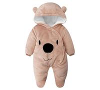 JiAmy Baby Winter Fleece Overall Mit Kapuze Mädchen Jungen Schneeanzüge Warm Strampler Outfits 6-9 Monate Braunbär