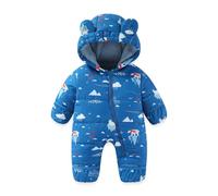 JiAmy Baby Winter Schneeanzug, Kleinkind Bär Kapuze Fold-Over Fäustlinge Füßlinge Overall Kleinkind Warm Fleece Strampler Mädchen Jungen Warm Jumpsuit 3-24 Monate