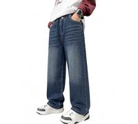 JiAmy Jungen Jeanshose Elastischem Bund Baggy Jeans Jungs Weites Bein Y2k Kinder Cargohose Baumwolle Denim Hosen für Jungen Mädchen Größe 120, 5-6 Jahren