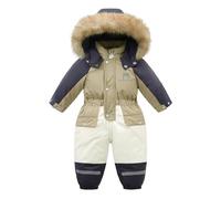 JiAmy Schneeanzug Kinder, Jungen Mädchen Skianzug Kleinkinder Baby Winter Overall mit Kapuze Fleece-gefüttert für 1-6 Jahre