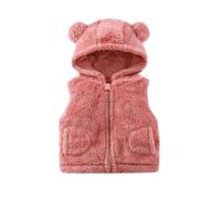 JiAmy Teddy Weste Kinder, Flauschige Fellweste Kinder mit Kapuze, Ärmelose Weste Kinder für Mädchen & Jungen, 4-5 Jahre