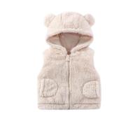 JiAmy Teddy Weste Kinder, Flauschige Fellweste Kinder mit Kapuze, Ärmelose Weste Kinder für Mädchen & Jungen, 2-3 Jahre