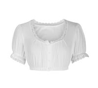 JIANGML 2025 Damen Dirndlbluse Spitze Weiß Schwarz - Elegante Vielseitig Halbarm Stretch Dirndl Bluse Trachtenbluse Trachten Blusen Wiesnherz für Oktoberfest von 34-48