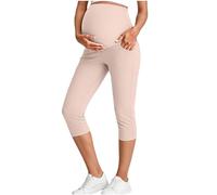 JIANGML Damen Umstandsleggings mit Taschen High Waist Umstandshose Blickdichte Weites Bein 3/4 Hose Stretch Slim Fit Schwangerschaftsleggings Weich Bauchstütze Umstandsmode Yoga Sport Freizeithose