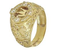 JIANGML Edelstahl Ringe Set Herren Vergoldet Reich/Glück/Reichtum Band Siegelring Bandring Offener Daumen Fingerring Hochzeitsring