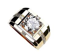 JIANGML Gold Diamantring Iced Out,Herren 18 Karat Echt Vergoldet/Platin überzogen Weißgold Ring Größe Einstellbar mit KOSTENLOSE Geschenkbox