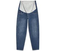 JIANGML Jeans Umstandshose Damen High Waist Stretch Freizeithose Weich Denim Schwangerschaftshose Crimpen Weites Bein Gerade Hosen Lockere Bequeme Jeanshose Bauchstütze Umstandsmode Große Größen