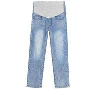 JIANGML Jeans Umstandshose Damen High Waist Stretch Freizeithose Weich Denim Schwangerschaftshose Crimpen Weites Bein Gerade Hosen Lockere Bequeme Jeanshose Bauchstütze Umstandsmode Große Größen