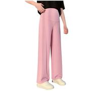 JIANGML Umstandshose Damen 2026 High Waist Bauchstütze Schwangerschaftshose Weich Stretch Freizeithose Weites Bein Gerade Hosen Leicht Locker Heimhose Bequeme Einfarbig Outdoorhose Große Größen