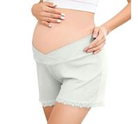 JIANGML Umstandshose Kurz Weich Weites Bein Pyjamahose High Waist Bauchstütze Umstandsshorts Bequeme Stretch Umstandsmode Sommer Zuhause Umstandsleggings Hautsympathische Schwangerschaft Heimhose