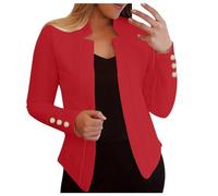 JIANROU Blazer Damen Sportlich Einfarbig Jacke Büro Revers Offene Business Outfits Langarm Stretch Anzugjacke Boucle Jacke Beige Freizeit Blazerjacke