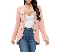 JIANROU Damen Blazer Cardigan Freizeit Business Jacke,Original Bomberjacken Lässiger Blazer Damen Strickjacke Cropped Strickjacke Mit Schößchen Bomberjacke Damen Oversize Blazer Schwarz Weiss Damen