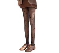 JIANROU Damen Thermo Strumpfhosen - Winter Strumpfhose mit Punkten, Mustern und Streifen - Samt Leggings