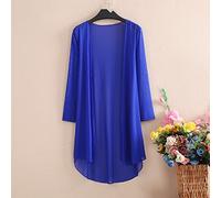 JIAREN Cardigan Damen,Damen-Strickjacken, Sommer, Groß, Königsblau, Festes Mesh, Unregelmäßiger Saum, Kimono, Leicht, Lässig, 3-4 Ärmel, Vorne Offene Strickjacken, Schal-Bluse, Transparenter Bikini,