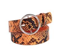 JIARY Animalprint Gürtel Damen,Lässiger Western Ledergürtel Damen Mit Schlangenmuster,Runder Schnalle Tiermuster Taillengürtel,Damengürtel Leder Für Jeans Hosen Kleider,A orange,102CM/40.16''