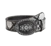 JIARY Boho-Gürtel Damen, Blumenmuster Gürtel, Modische Bedruckter Taillengürtel Damen, Vintage Y2K Gürtel, Damengürtel Für Kleider Hosen Jeans,Geschenk Für Frauen,Grau,112CM/44.1''