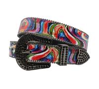 JIARY Bunt,105CM/41.3'',Damen Männer Mode Strass Gürtel,Western Cowgirl Punk PU Ledergürtel Für Jeans,Unisex Bedruckter Beilaufig Leder Gürtel