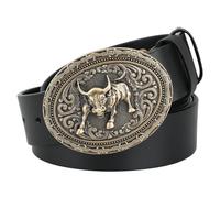 JIARY Cowboy Cowgirl Gürtel Herren Damen Western Ledergürtel Für Männer Frauen, Echtledergürtel,Country Vintage Gürtel Für Jeans Hosen,Gravierte Schnalle Herrengürtel,Schwarz,115CM/45.3''