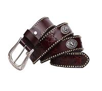 JIARY Cowboy Gürtel Hohe Qualität Echtes Leder Geflochtene Herren Nieten Rindsleder Celt Knight Persönlichkeit Männlich Punk Gürtel,Braun,130CM/51.1''