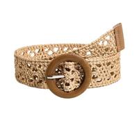 JIARY Damen Breiter Elastischer Taillengürtel Für Kleider Strohgürtel Vintage Dehnbarer Geflochtener Gürtel Boho Damengürtel Mit Runde Holzschnalle,Mode Accessoire,Camel,105CM/41.3''