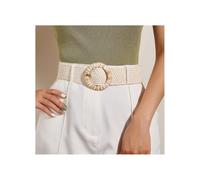 JIARY Damen Breiter Elastischer Taillengürtel Für Kleider Strohgürtel Vintage Dehnbarer Geflochtener Gürtel Boho Damengürtel Für Kleider, Freizeiturlaub, Alltag,Beige,100CM/39.4''