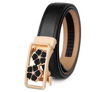 JIARY Damen-Gürtel Ratsche, Taillengürtel Damen Modischer Schmal 24mm, Verstellbarer Rindsledergürtel mit Automatischer Schnalle Blumenmuster-Legierung,Schwarz,100CM/39.4''