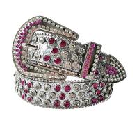 JIARY Damen Strass-Gürtel, Bling Western Cowgirl Glitzer Gürtel Nieten Ledergürtel Diamant Taillengürtel Für Jeans Hosen Kleider,Rosa,120CM/47.3''