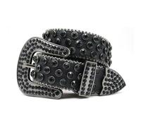 JIARY Damen Strass Gürtel Für Jeans,Bling Belt Glitzer Gürtel Für Western Cowgirl,Damen Männer Mode Strass Gürtel, Cowgirl Punk Ledergürtel Für Jeans,Schwarz,120CM/47.3''