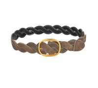 JIARY Echtleder Gürtel Damen, Geflochtener Taillengürtel Damen,Goldene Schnalle Damengürtel Leder, Casual Breiter Gürtel Für Jeans Kleid Hose, Flechtgürtel,Brown b,105CM/41.3''