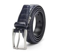 JIARY Echtledergürtel Herren-Gürtel Mit Krokoprägung Ledergürtel Für Herren Lässiger Businessgürte Metall Schnalle,Casual Arbeitsgürtel Für Jeans Hosen,Kroko-Muster,Dark Blue,100CM/39.4''