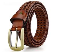 JIARY Flechtgürtel Herren Vollledergürtel aus Vollrindleder,Braun,110CM/43.3''
