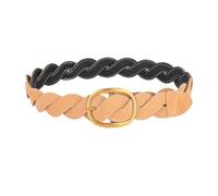 JIARY Geflochtener Ledergürtel Damen, Casual Taillengürtel Damen Mit Goldene Schnalle, Breiter Gürtel, Damengürtel Leder Für Jeans Kleid Hose, Geschenk Für Frauen,Gelb,105CM/41.3''