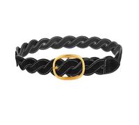 JIARY Geflochtener Ledergürtel Damen, Casual Taillengürtel Damen Mit Goldene Schnalle, Breiter Gürtel, Damengürtel Leder Für Jeans Kleid Hose, Geschenk Für Frauen,Schwarz,105CM/41.3''