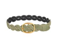 JIARY Geflochtener Taillengürtel Damen, Echtledergürtel, Casual Breiter Gürtel Damen,Flechtgürtel Mit Goldene Schnalle,Damengürtel Leder Für Jeans Kleid Hose,Accessoires,Grün,105CM/41.3''