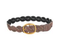 JIARY Geflochtener Taillengürtel Damen, Echtledergürtel, Casual Breiter Gürtel Damen,Flechtgürtel Mit Goldene Schnalle,Damengürtel Leder Für Jeans Kleid Hose,Accessoires,Brown b,105CM/41.3''