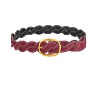 JIARY Geflochtener Taillengürtel Damen, Echtledergürtel, Casual Breiter Gürtel Damen,Flechtgürtel Mit Goldene Schnalle,Damengürtel Leder Für Jeans Kleid Hose,Accessoires,Rot,105CM/41.3''